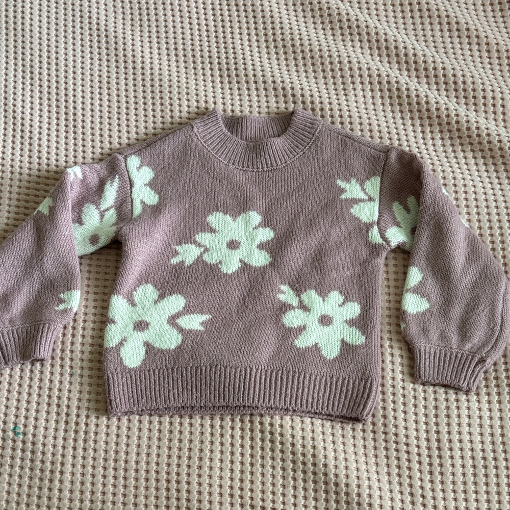 Carter's Mauve and Cream Floral Sweater